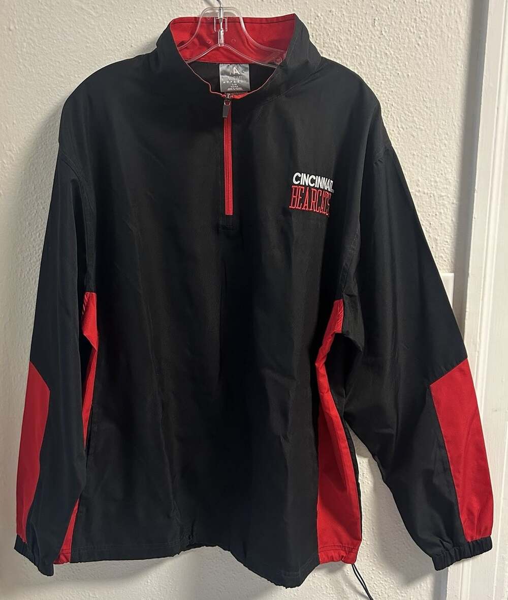Cincinnati Bearcats 1/4 Zip Golf Pullover Windbreaker Rain Jacket Men's Large